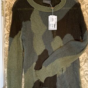 Wooden Ships Oliver Knit Sweater in Fatigue Green Camouflage